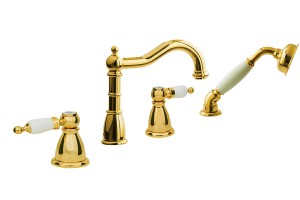 BOHEME Tradizionale Oro 395 | смеситель на борт ванны 4 отв. (золото/керамика) ― поставщик сантехники и отопительного оборудования SAN-GROZE